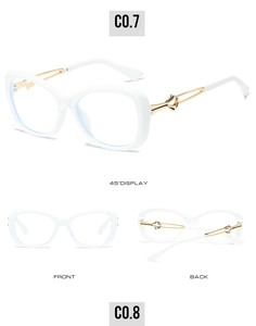 White cat eye sunglasses with gold hinge detail showing front side and back views
