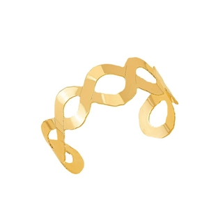 Gold-plated minimalist open cuff bracelet with elegant wavy hollow geometric patterns