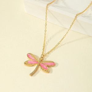 Collana Con Ciondolo A Libellula Lega Smalto Olio Gocciolante Elegante Insetto Gioielli Regalo Donna