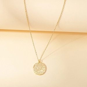 Sun Coin Pendant Necklace Alloy Embossed Sun Face Relief Vintage Bohemian Style Jewelry For Women Men Simple Versatile