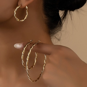 Minimalist Twisted Hoop Earrings For Women Gold Silver Plated Alloy Circle Earrings Fashion Jewelry