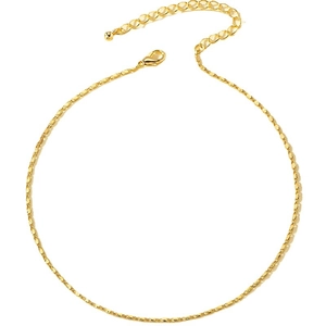 Gold plated minimalist link chain necklace with lobster clasp and adjustable extension
