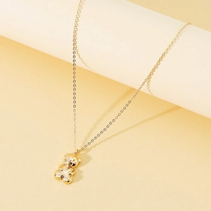 Süße Bär Anhänger Halskette Legierung Hochglanzpoliert Minimalistischer Tier Schmuck Für Frauen Mädchen