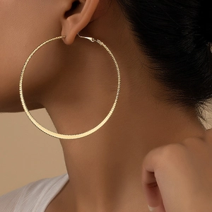 Large Hoop Earrings For Women Alloy Textured Circular Statement Minimalist Fashion Jewelry Accessories
