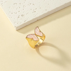 Schmetterling Ring Rosa Harz Legierung Vergoldet Modeschmuck Elegant Süß Accessoire Fingerband Für Frauen Mädchen Geschenk