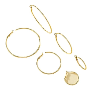 Three-pair set of polished gold hoop earrings in small, medium, and large sizes