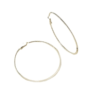 Classic large textured gold hoop earrings for women with minimalist round circle design