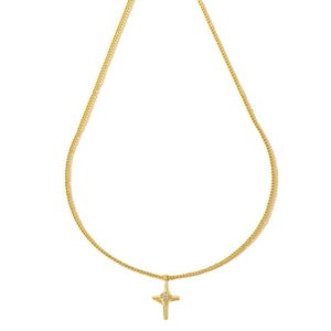 Minimalist gold cross necklace with sparkling gemstone pendant for women