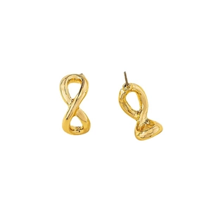 Boucles d'oreilles clous minimalistes dorées en alliage avec symbole infini et fini poli