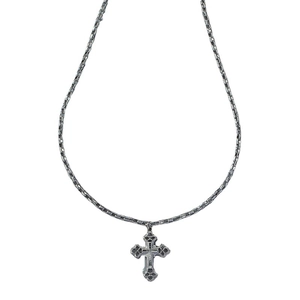 Collier pendentif croix argent hip hop avec strass vintage et chaîne à mailles carrées