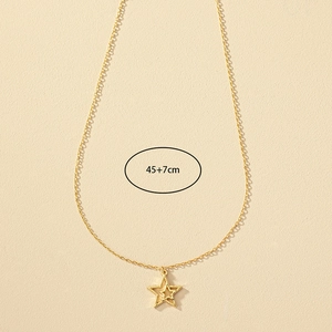 Minimalist gold double layer star pendant necklace with 45+7cm chain length measurement