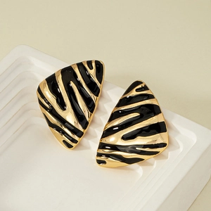 Boucles D'oreilles En Alliage Émail Triangle Motif Animal Zèbre Tigre Style Palais Rétro Bijoux De Mode Luxe Femmes