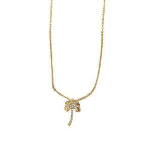 Luxury gold palm tree pendant necklace with sparkling rhinestones for women