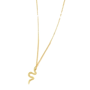 Elegant gold snake pendant necklace featuring sparkling zircon crystals on a fine O-chain