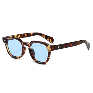 Lunettes de soleil polygonales écaillées avec verres bleus clairs transparents