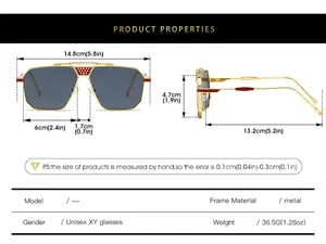 Guide des tailles détaillé et spécifications pour lunettes de soleil aviateur en métal