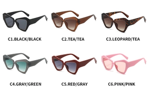 Collection of oversized polygon sunglasses in six different stylish frame colors