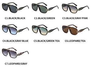Grille détaillée de lunettes de soleil carrées oversize en sept coloris assortis