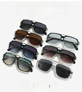 Detailed collection of square fashion sunglasses with colored lenses and gold accents