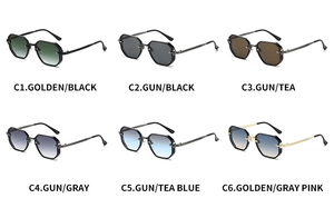 Multiple color options for rimless polygon sunglasses with gradient lenses and metal temples