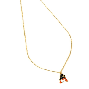 Collier chaîne dorée avec pendentif sorcière en émail coloré pour bijoux d'Halloween