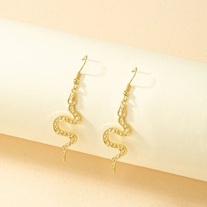 Boucles D'oreilles Serpent Or Alliage Strass Forme Animale Crochet Mode Élégant Minimaliste Pour Femmes