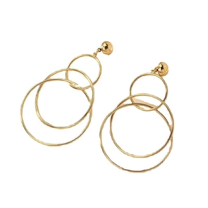Elegant gold multi-layered geometric hoop earrings with polished metal bead details