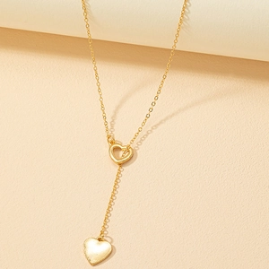 Collier En Forme De Y Cœur Alliage Plaqué Or Pendentif Élégant Minimaliste Bijoux Pour Femmes Usage Quotidien