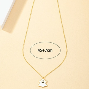 Collier pendentif fantôme d'Halloween en alliage doré avec chaîne réglable de 45+7cm