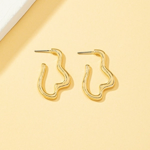 Abstract Face Earrings Alloy Irregular Geometric Wave Line Minimalist Gold Color Fashion Jewelry For Women