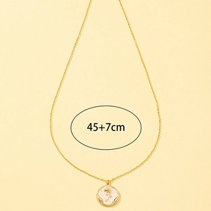 Goldene Rosen Emaille Münzanhänger Halskette für Damen mit 45+7cm Kettenlänge