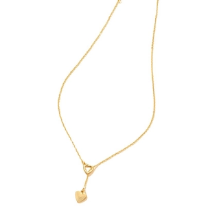 Collier en Y plaqué or avec pendentif cœur ajouré et goutte pleine sur une chaîne fine