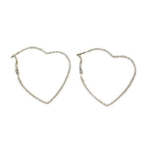 Champagne gold heart hoop earrings with twisted rope texture and minimalist metal design