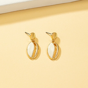Boucles D'oreilles Pendantes Émail Coquillage Alliage Plaqué Or Vacances Plage Été Bijoux Mode Femme
