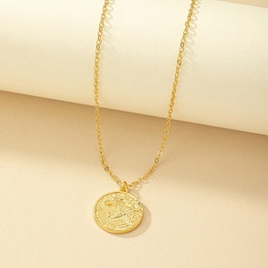 Collana Con Ciondolo A Moneta Leone Tondo Lega Rilievo Stile Retro Vintage Gioielli Di Moda Per Donna Elegante