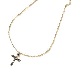 Retro silver cross necklace with gothic relief patterns and vintage textured finish