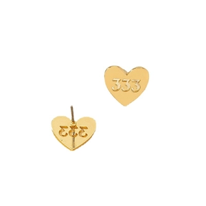 Boucles d'oreilles cœur dorées avec numéro porte-bonheur 333 gravé et finition polie