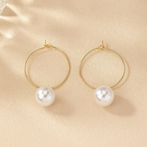 Créoles En Künstliche Perles Avec Grand Pendentif Künstliche Perle Ronde Alliage Doré Bijoux Élégants Et Minimalistes Pour Femmes