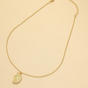 Golden moon alloy necklace with abstract textured pendant and adjustable chain link