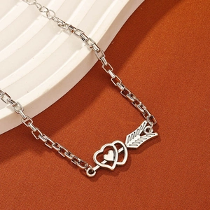 Bracelet flèche de Cupidon en argent poli avec chaîne de réglage et fermoir mousqueton