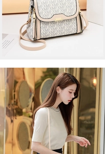 Detail of beige monogram bag with gold hardware and dual-style adjustable strap