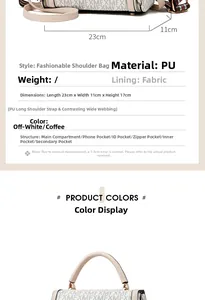 Detailed technical specs and size dimensions of the stylish letter print crossbody bag