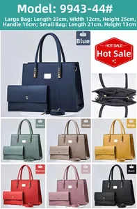 Detail view of crocodile pattern PU leather tote set showing interior structure and colors
