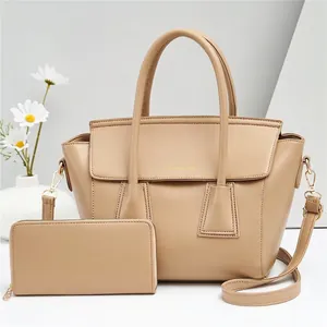 Women PU Leather Handbag And Long Wallet Large Capacity Bucket Shoulder Crossbody Bag Fashion Daily