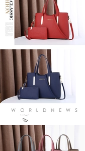 Détail de l'ensemble sac à main en cuir PU grainé avec boucles dorées et logo Sweet Sa