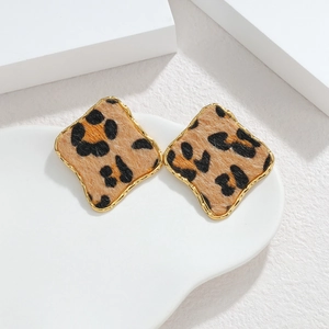 Irregular leopard print earrings with gold plating and vintage style for women