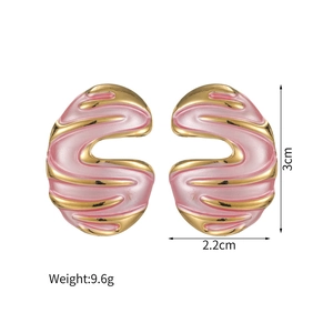 Größentabelle mit 3cm Höhe und 2,2cm Breite für rosa Emaille C-förmige Ohrringe
