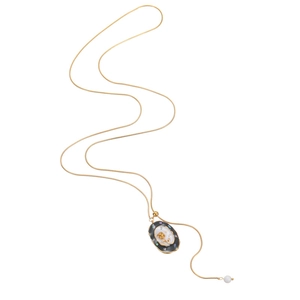 Collana vintage in acciaio inossidabile placcato oro 18k con pendente floreale