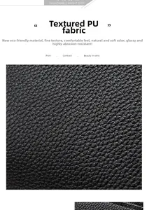 Nahaufnahme der schwarzen Premium-PU-Ledertextur mit feiner Narbung und mattem Finish