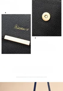 Detail einer Handtasche aus Leder mit Lychee-Muster, Goldleiste und Magnetverschluss